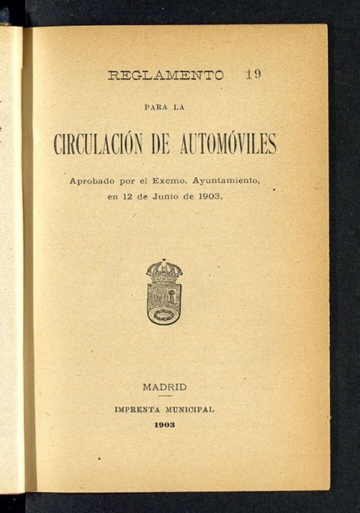 Miniatura de Reglamento para la circulación de automóviles de 12 de junio de 1903