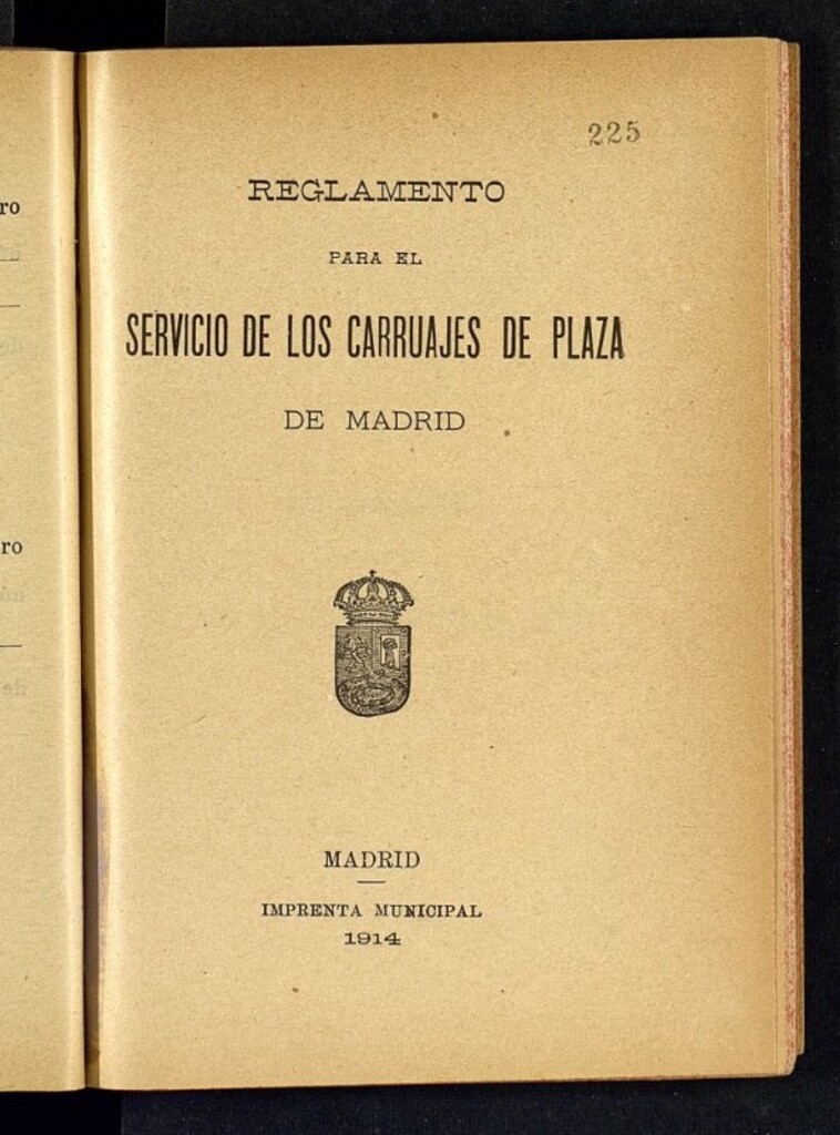 Miniatura de Reglamento para los servicios de carruajes de plaza