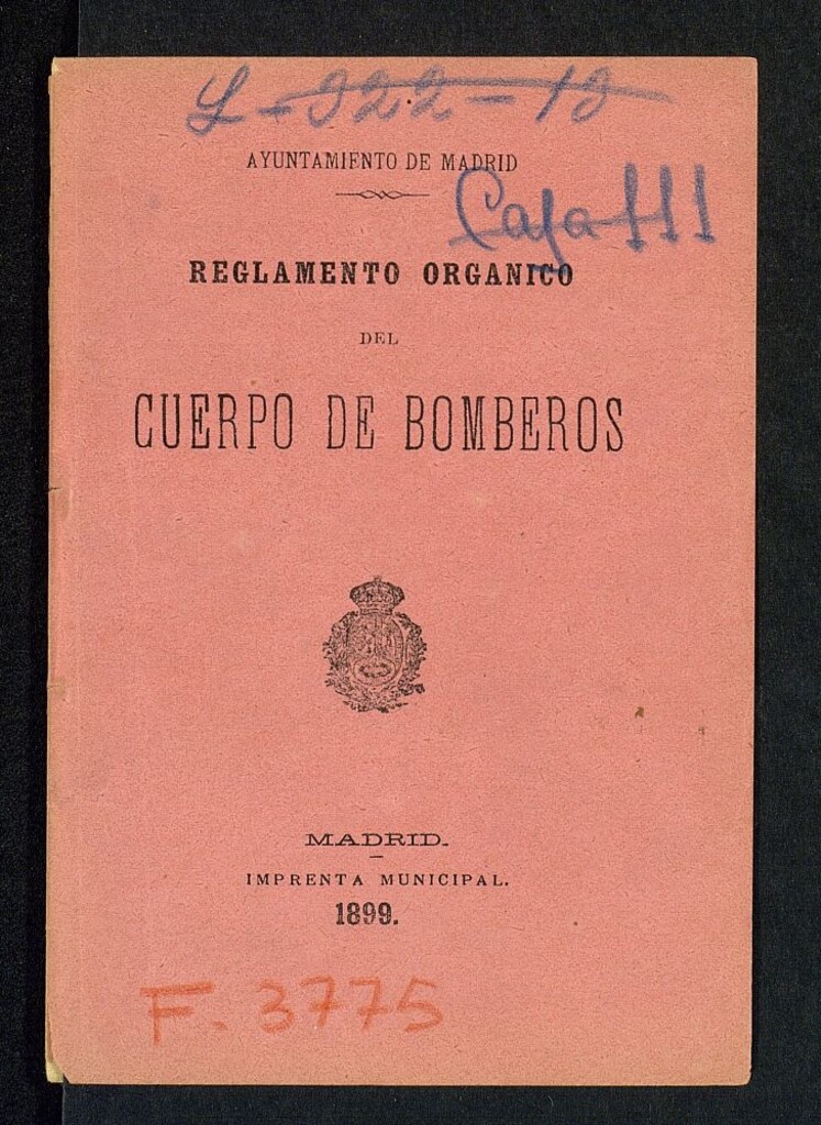 Miniatura de Reglamento orgánico del Cuerpo de bomberos