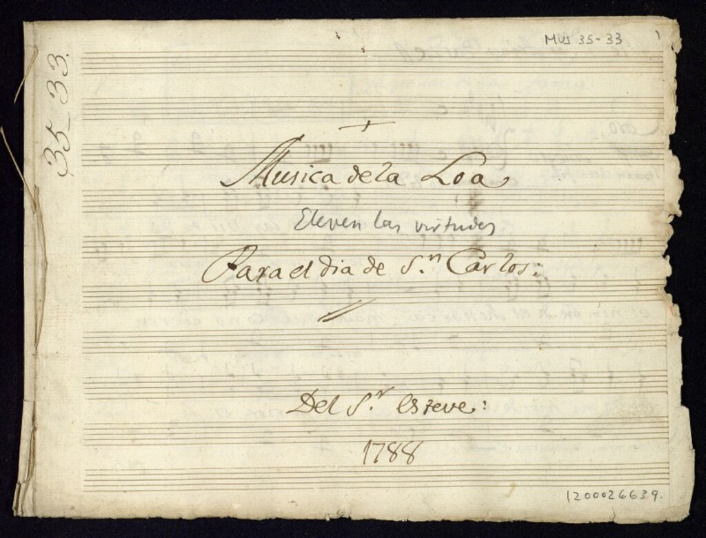 Miniatura de Música de la loa para el día de San Carlos