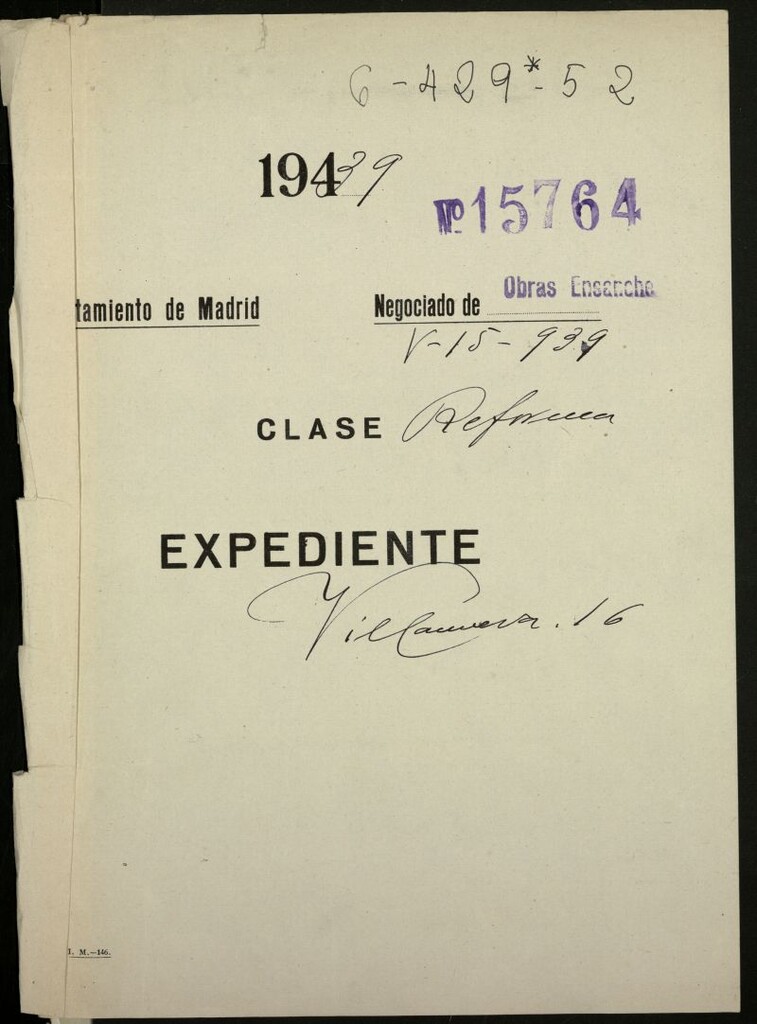Miniatura de Expediente solicitud de licencia de obras en la calle Villanueva nº 16