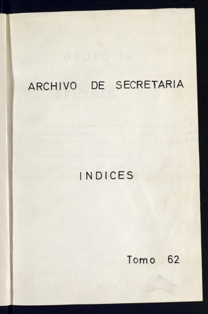 Miniatura de Inventario de Secretaría (tomo 62) : Oficinas del excelentísimo Ayuntamiento de Madrid (1565-1896)