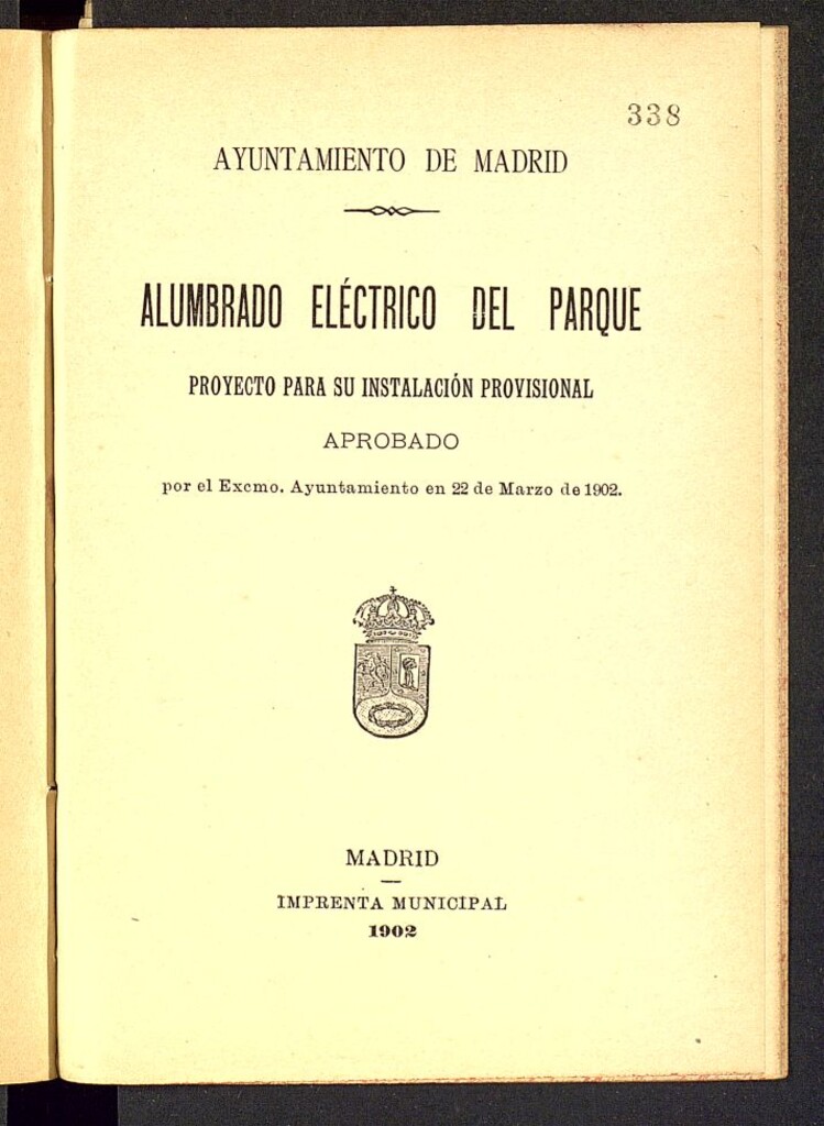 Miniatura de Alumbrado eléctrico del parque : proyecto para su instalación provisional