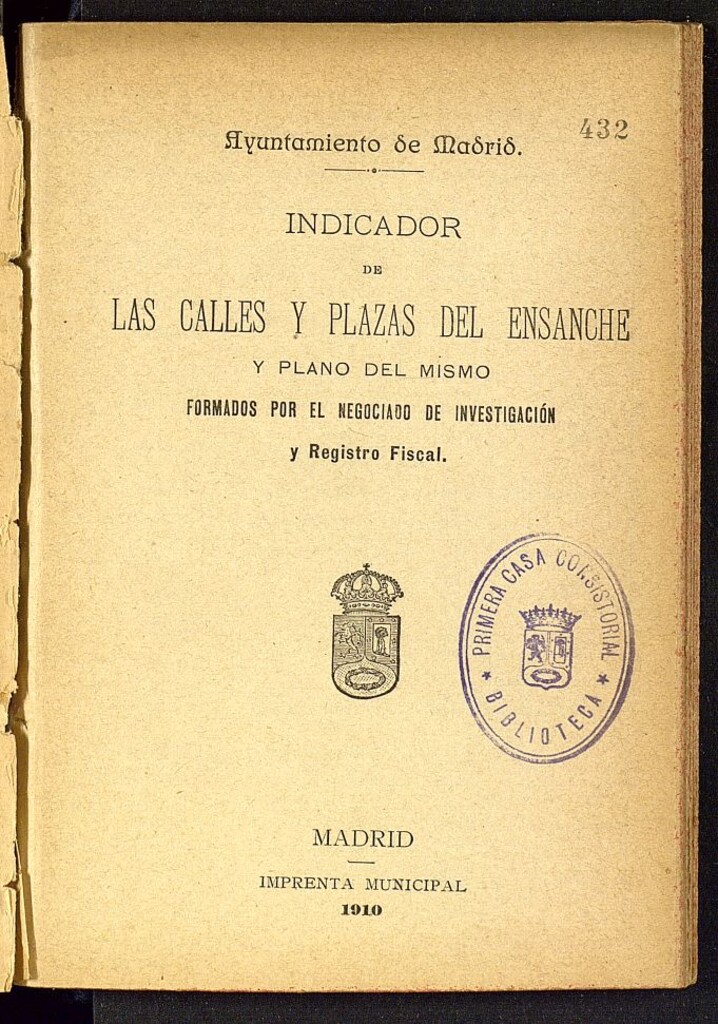Miniatura de Indicador de las calles y plazas del ensanche y plano del mismo