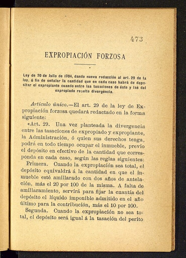 Miniatura de Expropiación forzosa : Ley de 30 de julio de 1904, modificando el art. 29 de la vigente