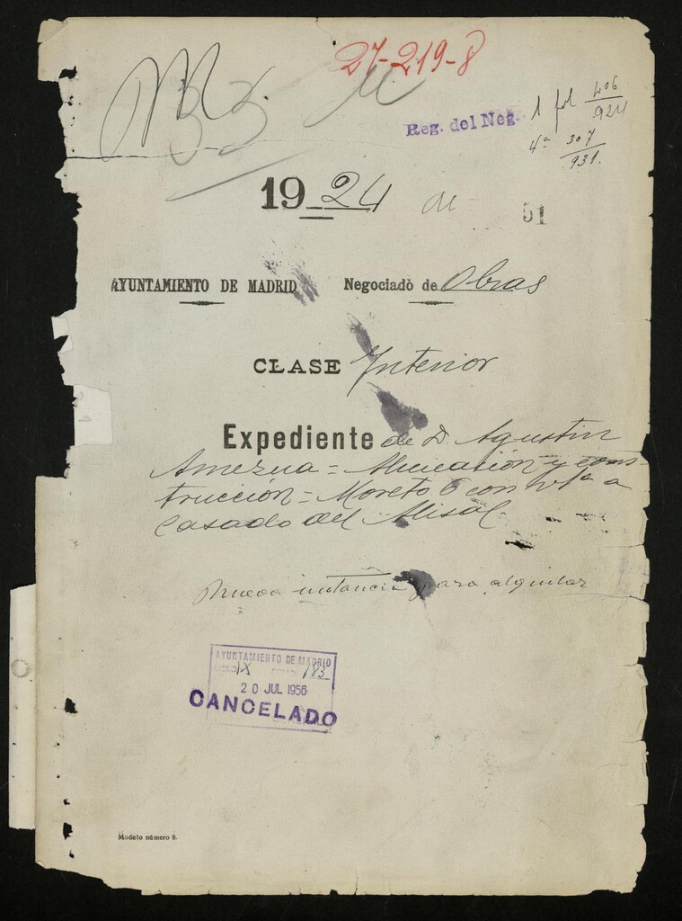 Miniatura de Expediente solicitud para la alineación y construcción de un hotel entre las calles Moreto, Casado del Alisal, Alarcón y Alberto Bosch