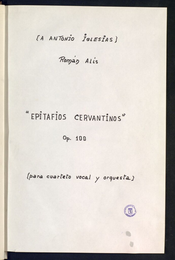Miniatura de Epitafios cervantinos : op. 100