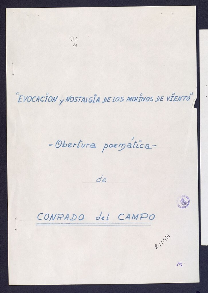 Miniatura de Evocación y nostalgia de los molinos de viento : obertura poemática
