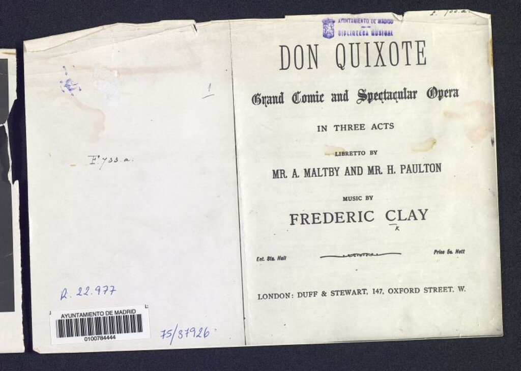 Miniatura de Don Quixote : grand comic and spectacular opera, in three acts