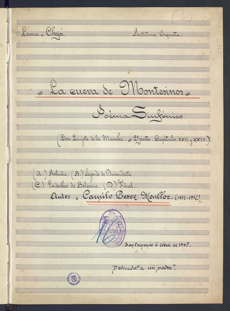 Miniatura de La cueva de Montesinos : poema sinfónico