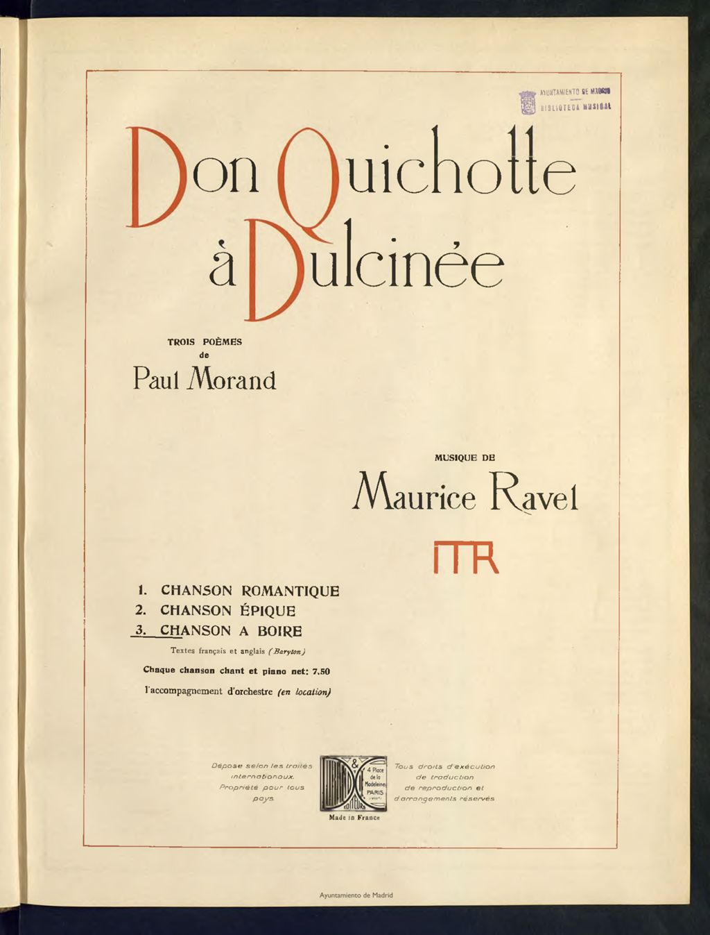 Miniatura de Don Quichotte à Dulcinée. III, Chanson à boire