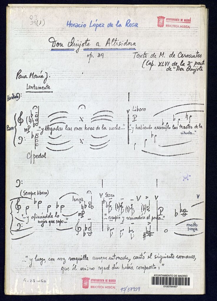 Miniatura de Don Quijote a Altisidora : op.39