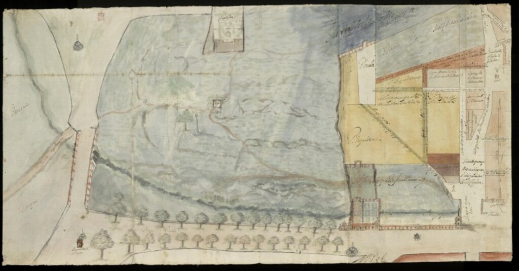 Miniatura de Licencia al Marqués de Castel Rodrigo para tirar las líneas de las tapias de la Huerta de la Florida.