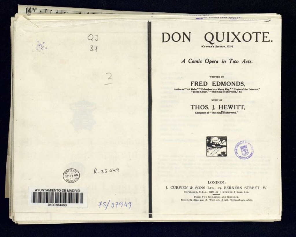 Miniatura de Don Quixote : a comic opera in two acts