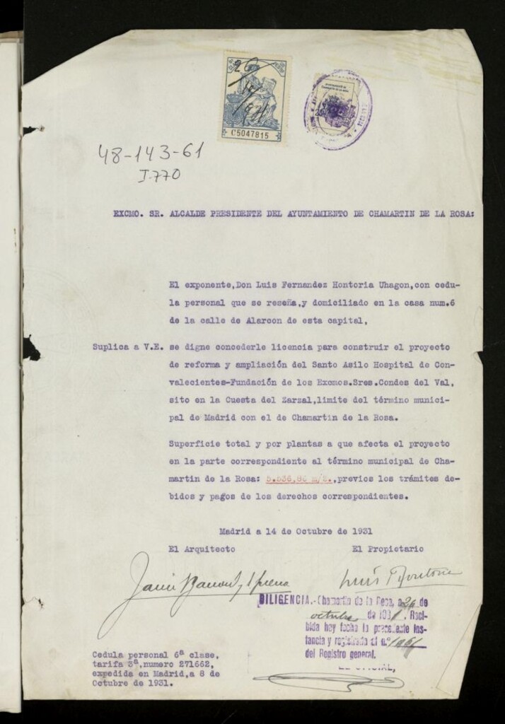 Miniatura de Expediente de reforma y ampliación del Asilo de Convalecientes, situado en la Cuesta del Zarzal (actual Calle Condes del Val)
