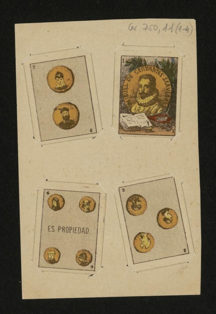Miniatura de Baraja infantil : [las cuarenta cartas con figuras del Quijote]
