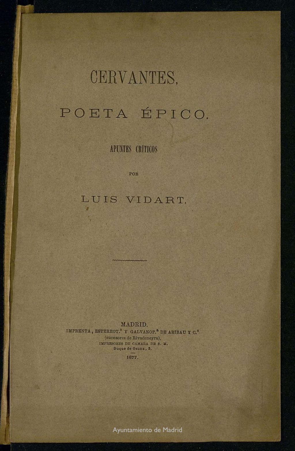 Miniatura de Cervantes, poeta épico: apuntes críticos