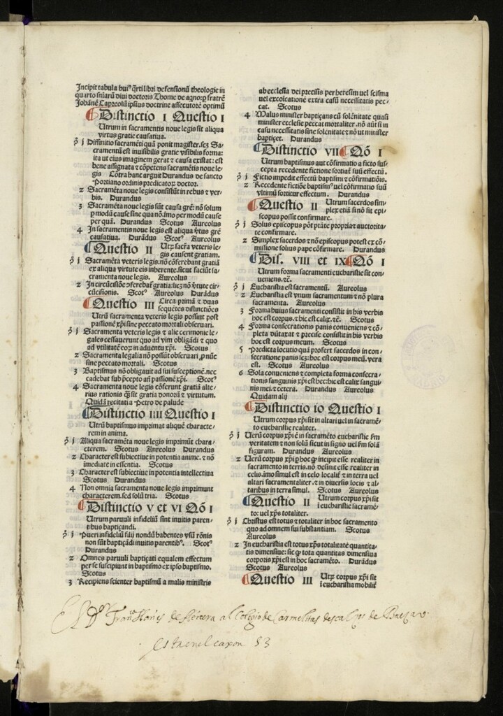 Miniatura de Defensiones theologiae Thomae Aquinatis, seu Quaestiones in quattuor libros Sententiarum : Liber quartus