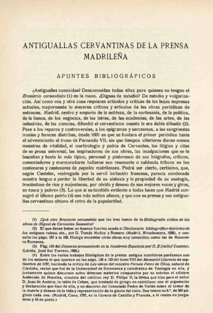 Miniatura de Antiguallas cervantinas de la prensa madrileña. Apuntes bibliográficos