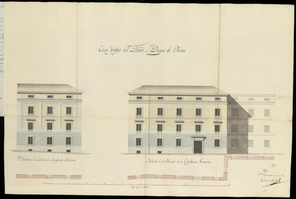 Miniatura de Plano para elevar un piso en la casa del Duque de Rivas en Calle Concepción Jerónima nº 1.