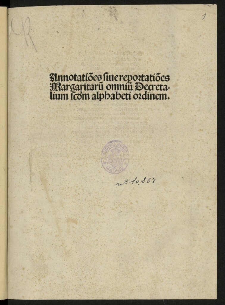 Miniatura de Margarita Decretalium: Annotationes sive reportationes Margaritarum omniun Decretalium