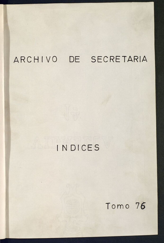 Miniatura de Inventario de Secretaría (Tomo 76): Servicios a la población (1453-1899)