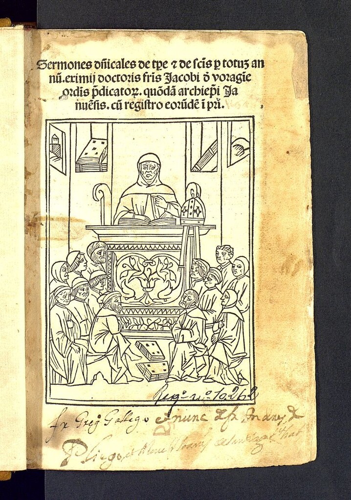 Miniatura de Sermones de tempore. Sermones de sanctis. Sermones quadragesimales.
Sermo de passione. Sermo de planctu beatae Virginis
