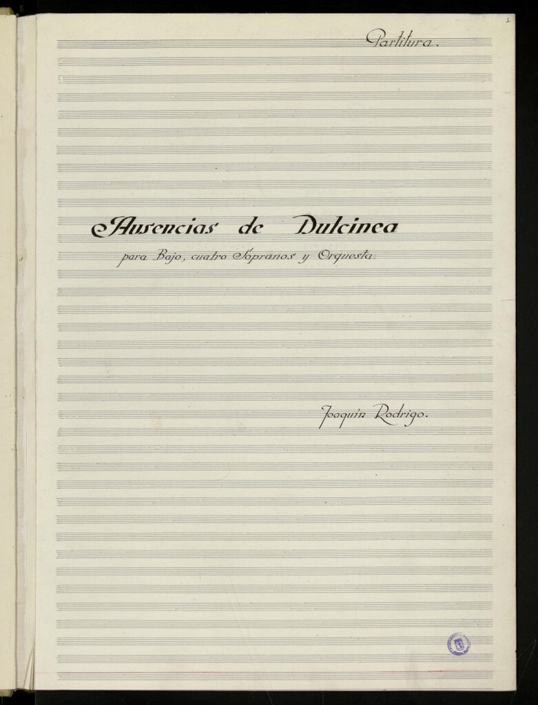 Miniatura de Ausencias de Dulcinea : para bajo, cuatro sopranos y orquesta