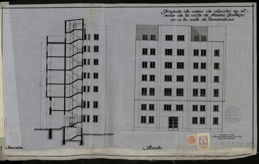 Miniatura de Expediente de obras de construcción de casas de alquiler en la calle Nicasio Gallego, 22