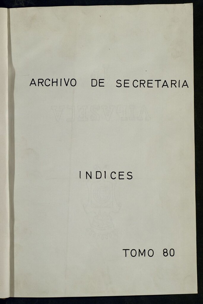 Miniatura de Inventario de Secretaría (Tomo 80): Servicios a la población (1495-1897)