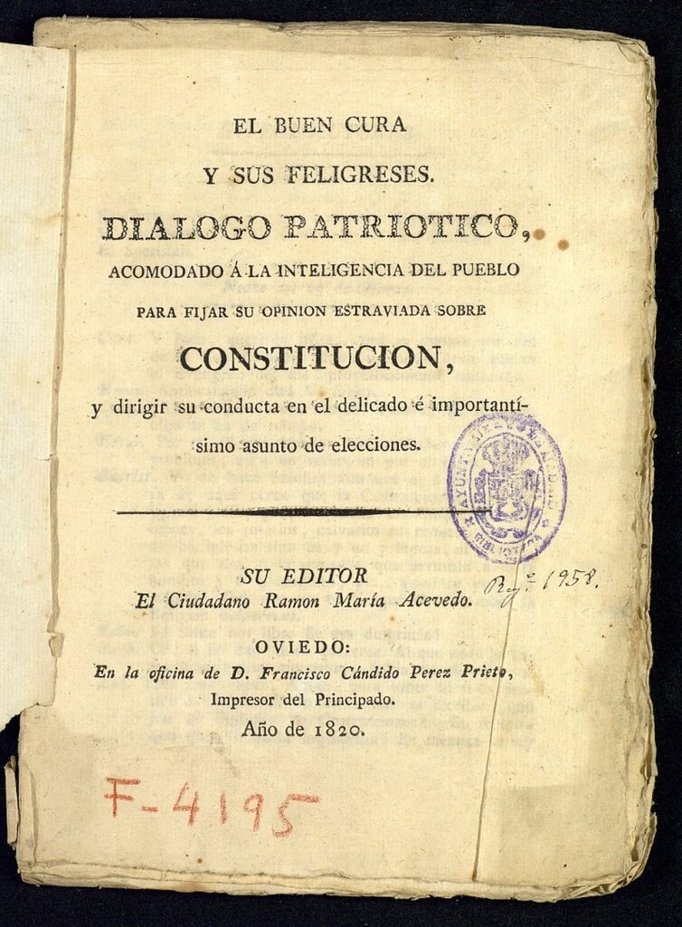 Miniatura de El buen cura y sus feligreses : diálogo patriótico, acomodado a la inteligencia del pueblo, para fijar su opinión estraviada sobre Constitución y dirigir su conducta en el delicado e importantísimo asunto de elecciones