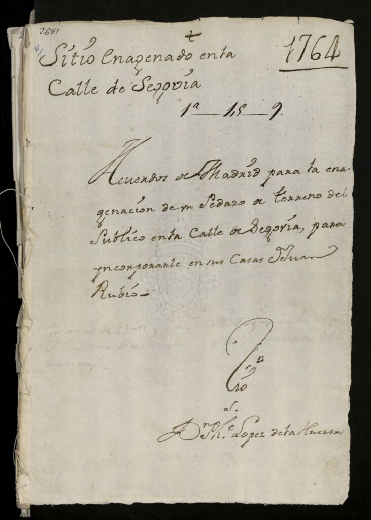 Miniatura de Acuerdos de Madrid para la enajenación de terrenos en la Calle Segovia para incorporar a las casas de Juan Rubio.