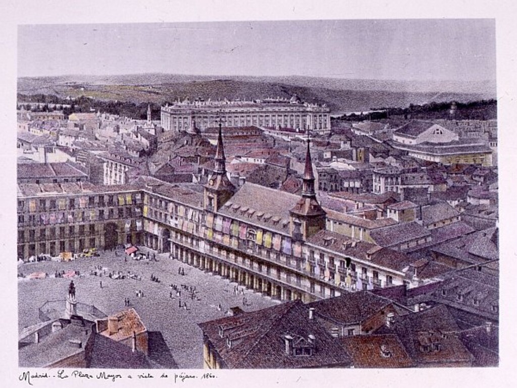 Miniatura de La Plaza Mayor a vista de pájaro. 1860