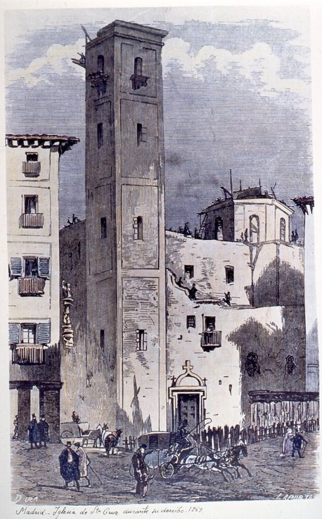 Miniatura de Iglesia de Santa Cruz durante su derribo. 1869