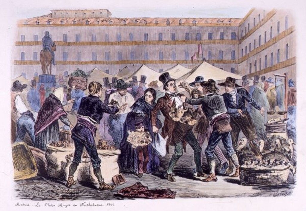 Miniatura de La Plaza Mayor en Nochebuena. 1861