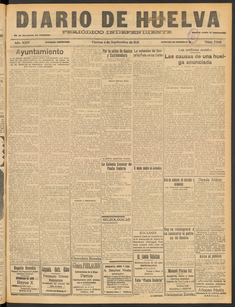 Miniatura de Diario de Huelva : periódico independiente del 4 de septiembre de 1931