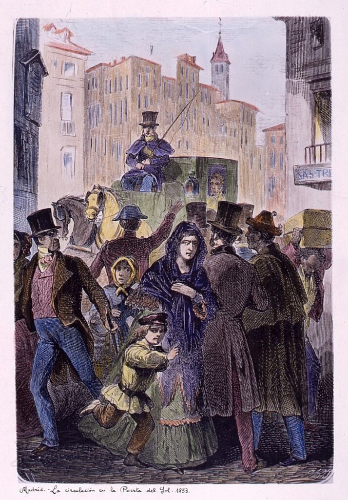 Miniatura de La circulación en la Puerta del Sol. 1853