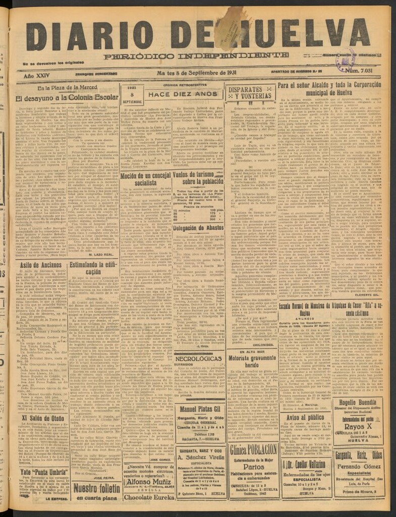 Miniatura de Diario de Huelva : periódico independiente del 8 de septiembre de 1931