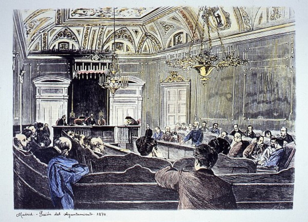 Miniatura de Sesión del Ayuntamiento. 1874