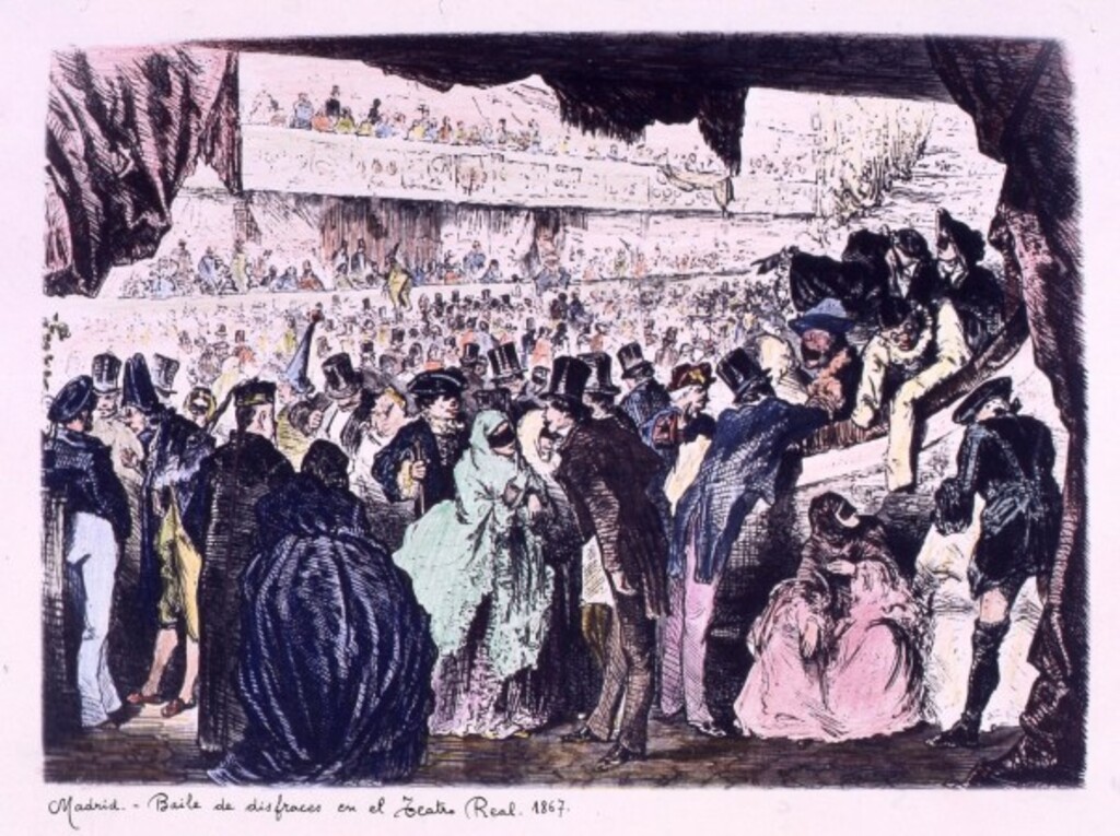 Miniatura de Baile de disfraces en el Teatro Real en 1867