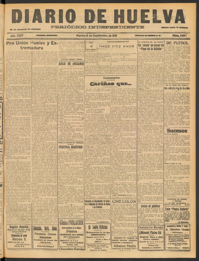 Miniatura de Diario de Huelva : periódico independiente del 15 de septiembre de 1931