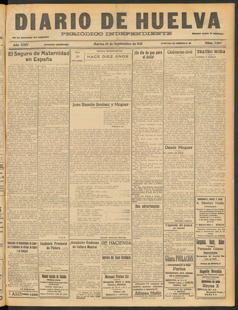 Miniatura de Diario de Huelva : periódico independiente del 29 de septiembre de 1931