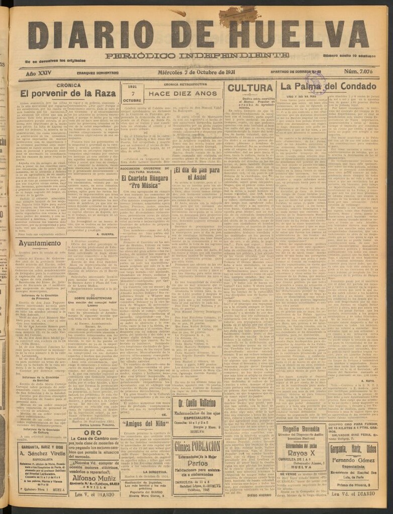 Miniatura de Diario de Huelva : periódico independiente del 7 de octubre de 1931