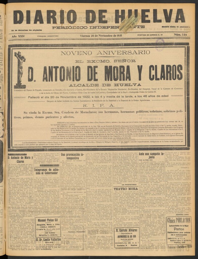Miniatura de Diario de Huelva : periódico independiente del 20 de noviembre de 1931