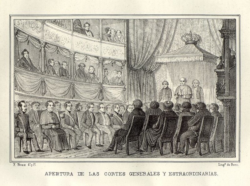 Miniatura de Apertura de las Cortes generales y extraordinarias