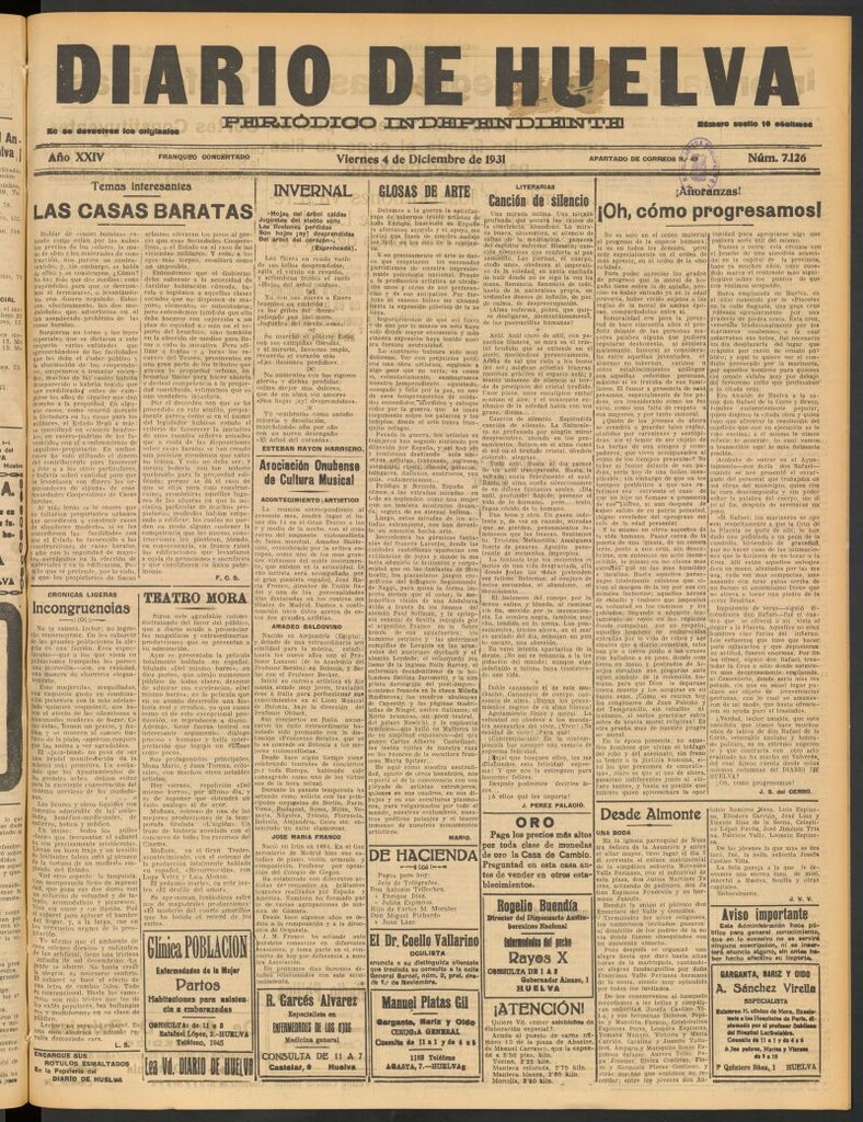 Miniatura de Diario de Huelva : periódico independiente del 4 de diciembre de 1931