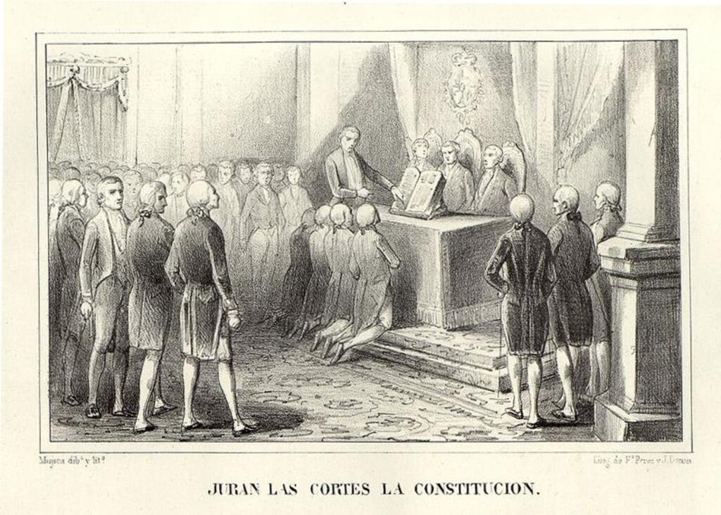 Miniatura de Juran las Cortes la Constitución