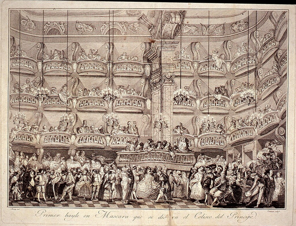 Miniatura de Baile en máscara en el Coliseo del Príncipe