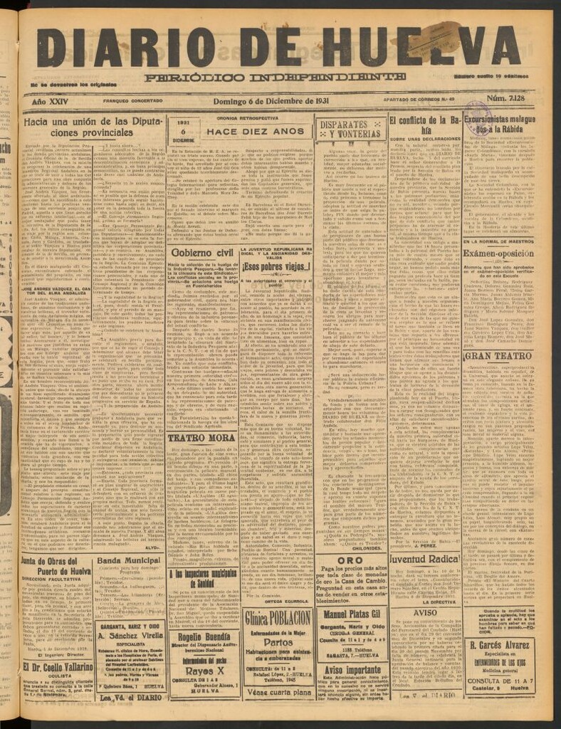 Miniatura de Diario de Huelva : periódico independiente del 6 de diciembre de 1931