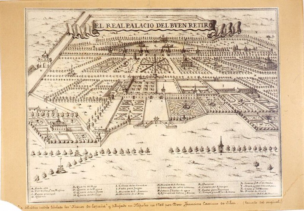 Miniatura de Real Palacio del Buen Retiro en 1704